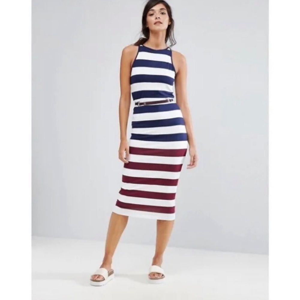 NWT Ted Baker Yuni Rowing Stripe Belted
Bodycon Dress Blue Red White Sz 0/2 $195